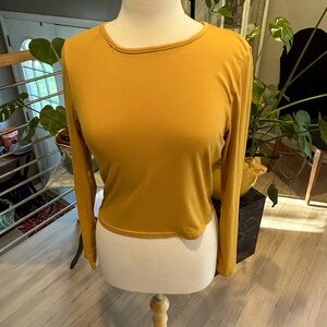 Harvest Gold Long Sleeve Fitted Crop Top